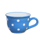Cappuccino-teás csésze 2,5 dl, középkék-fehér pöttyös
